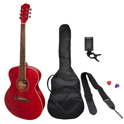 Martinez 41 Series Folk Size Acoustic Guitar Pack Pink MP-F2-PNK