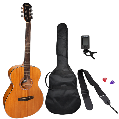 Martinez Left Hand '41 Series' Folk Size Acoustic Guitar Pack with Accessories (Mahogany)