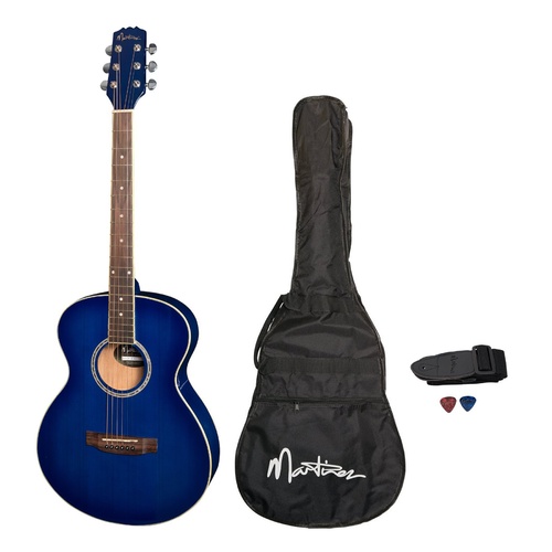 Martinez Acoustic Small Body Guitar Pack with Built-In Tuner (Blueburst)