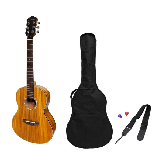 Martinez MZ-LM2T-KOA 'Little-Mini' Folk Guitar Pack with Built-In Tuner and Accessories