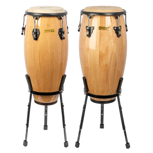 Mano Percussion 10/11 Inch Congas with Basket Stands - Natural Finish