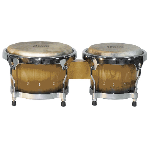 Mano Wooden Bongo Drums Cuban Style 7 & 8 1/2 Inch Natural Hide Skins