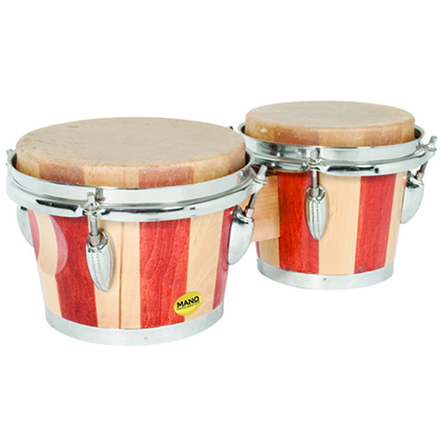 Mano Bongo Drums Percussion Set with Natural Skin Heads