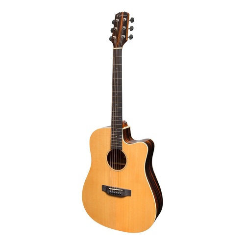 Martinez 'Southern Star' Series Spruce Solid Top Acoustic-Electric Dreadnought Cutaway Guitar (Natural Gloss)