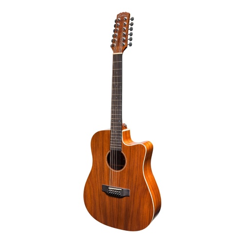 Martinez 'Southern Star' Series 12 String Koa Solid Top Acoustic-Electric Dreadnought Cutaway Guitar (Natural Gloss)
