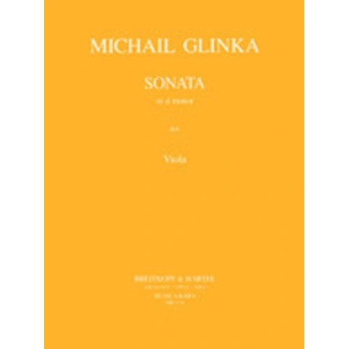 Glinka Sonata in D Minor for Viola and Piano, Edited by V. Borisovsky, 36 Pages, Musica Rara
