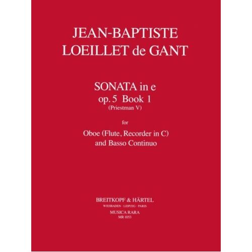 Loeillet - Sonata E Minor Op 5 No 1 Oboe/Piano (Softcover Book)