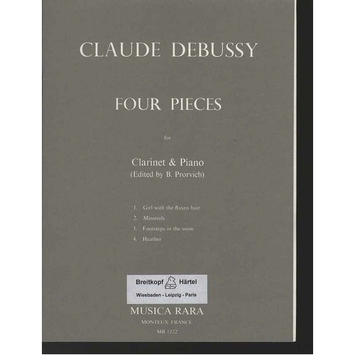 Debussy - 4 Pieces from Preludes for Clarinet and Piano, Arranged by Bronislav Prorvich, 28 Pages, Musica Rara