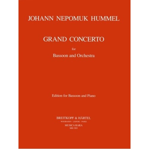 Hummel - Grand Concerto F S63/W23 Bassoon/Piano (Softcover Book)