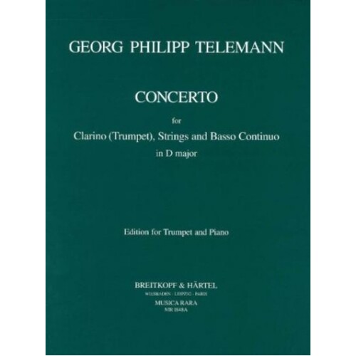 Telemann - Concerto D Maj Trumpet/Piano (Softcover Book)