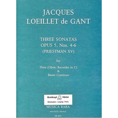 Sonatas 3 Op 5 No 4 To 6 Flute/Piano (Softcover Book)
