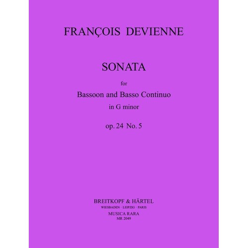 Devienne - Sonata G Min Op 24 No 5 Bassoon/Piano (Softcover Book)