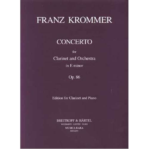 Krommer - Concerto E Min Op 86 Clarinet/Piano (Softcover Book)