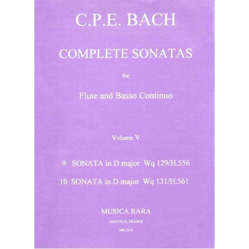 Cpe Bach - Complete Sonatas Vol 5 Flute/Basso Continuo (Softcover Book)