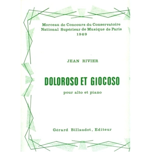 Doloroso et Giocoso for Viola by Jean Rivier, Publisher Gerard Billaudot Editeur, 1 Page