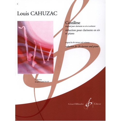 Cahuzac - Cantilene for Clarinet and Piano by Gerard Billaudot Editeur