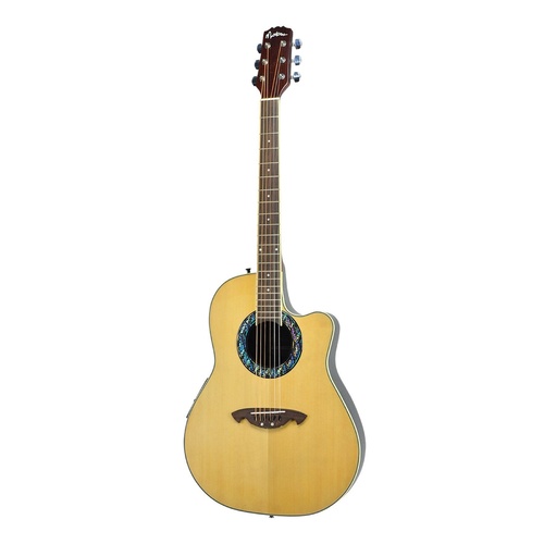 Martinez Acoustic-Electric Roundback Cutaway Guitar (Natural Gloss)