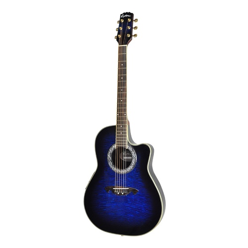 Martinez 'Flame Finish' Acoustic-Electric Roundback Cutaway Guitar (Blueburst)