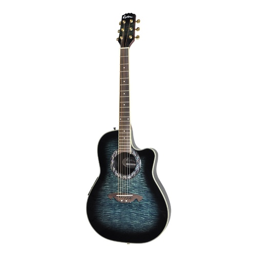 Martinez 'Flame Finish' Acoustic-Electric Roundback Cutaway Guitar (Transparent Black)