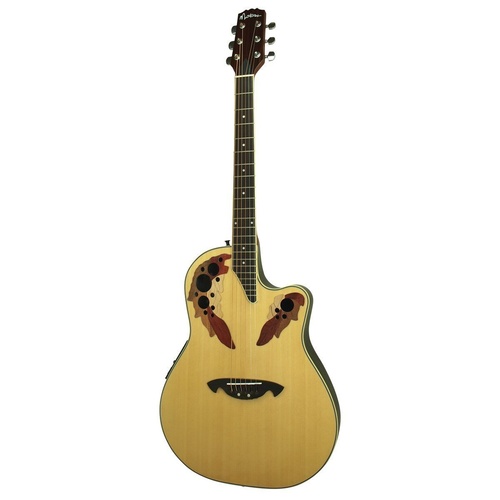 Martinez Acoustic-Electric Roundback Cutaway Guitar (Natural Gloss)