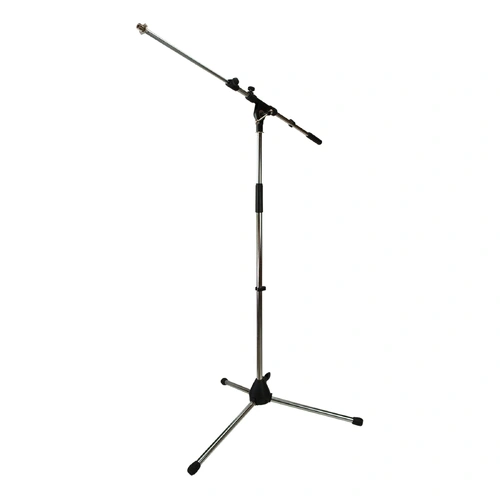 SoundArt Heavy Duty Tripod Microphone Boom Stand with Folding Base - Chrome