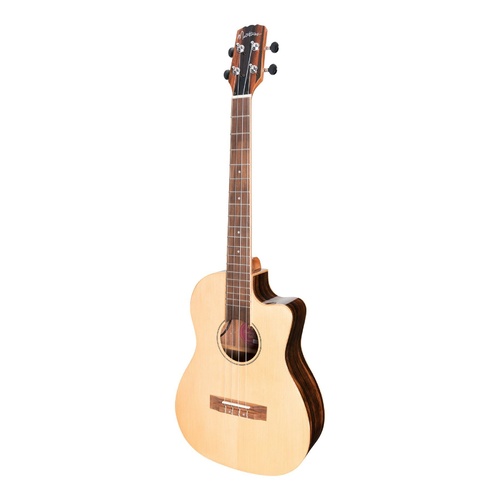 Martinez 'Southern Belle' 7-Series Solid Spruce Top Acoustic-Electric Cutaway Baritone Ukulele With Hard Case (Natural Gloss)