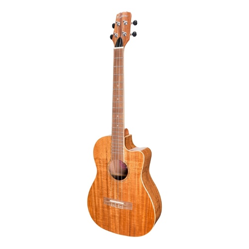 Martinez Southern Belle 8 Series Koa Solid Top Electric Cutaway Baritone Ukulele with Hard Case Natural Gloss MSBB-8C-NGL