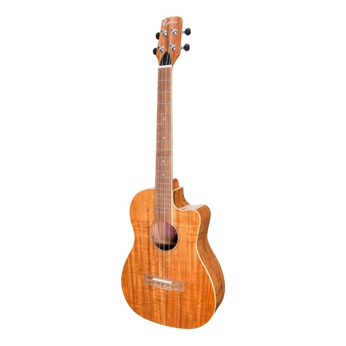 Martinez 'Southern Belle' 8-Series Solid Koa Top Acoustic-Electric Cutaway Baritone Ukulele With Hard Case (Natural Gloss)