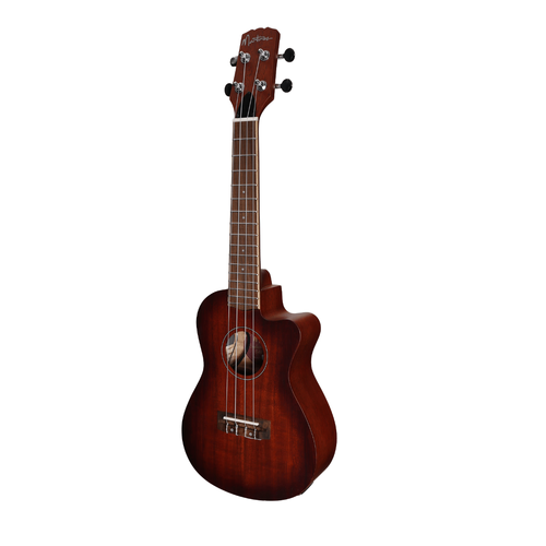 Martinez Southern Belle 6 Series Mahogany Solid Top Electric Cutaway Concert Ukulele with Hard Case Sunburst