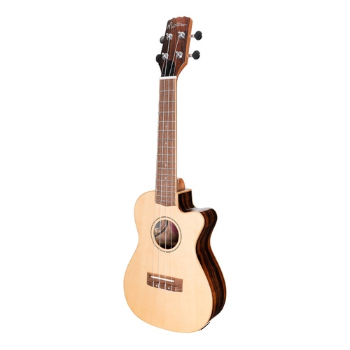 Martinez 'Southern Belle' 7-Series Solid Spruce Top Acoustic-Electric Cutaway Concert Ukulele with Hard Case (Natural Gloss)