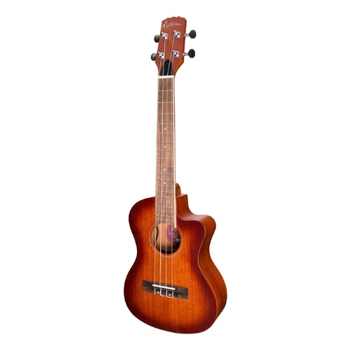 Martinez Southern Belle 6 Series Mahogany Solid Top Electric Cutaway Tenor Ukulele with Hard Case Sunburst