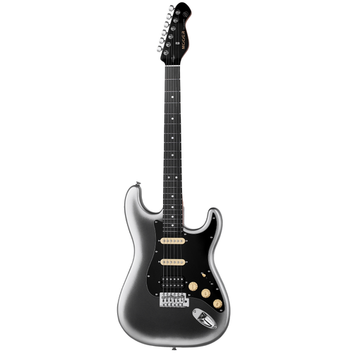 MOOER MSC10 Pro Electric Guitar Dark Silver with Gigbag, Poplar Body, Roasted Maple Neck, Tech Ebony Fingerboard, 5-Way Pickup Selector