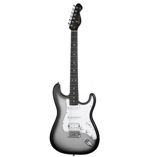 MOOER MSC12 Electric Guitar Iron Silver Gloss, Double Cutaway, Roasted Maple Neck, Tech Ebony Fingerboard, H-H Pickups, Tremolo Bridge
