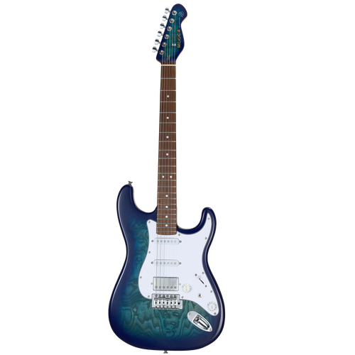 MOOER MSC20 Electric Guitar Ocean Blue, H-S-S Pickup Configuration, Roasted Maple Neck, Vintage Tremolo, Includes MOOER Bag