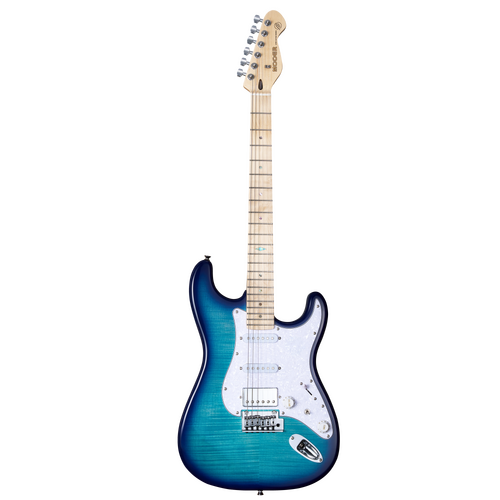 MOOER MSC30 Electric Guitar Lake Blue with Flame Maple Top and Roasted Maple Neck