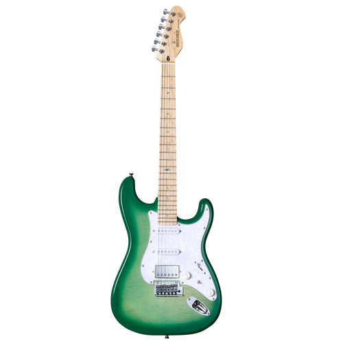MOOER MSC30 Electric Guitar Lemon Green, Double Cutaway, 6 Strings, H-S-S Pickups, Maple Fingerboard, Includes MOOER Bag