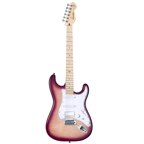 MOOER MSC30 Electric Guitar Rose Purple 6-String with Flame Maple Top and H-S-S Pickups
