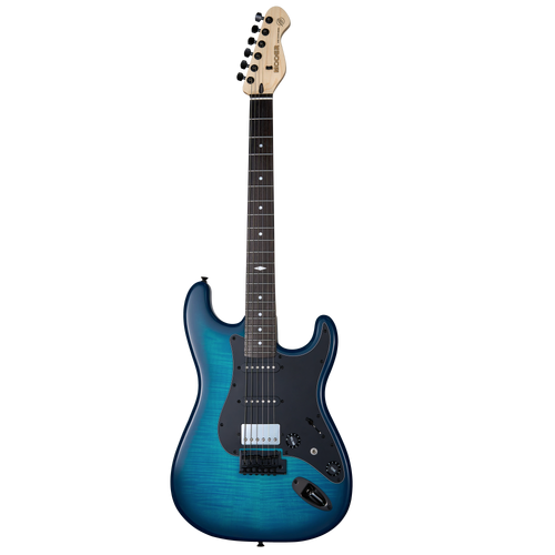 Mooer MSC31 Electric Guitar Blue Burst, 6 Strings, H-S-S Pickup, Roasted Maple Neck, Rosewood Fingerboard, MTB-1 BK Tremolo, Includes Case