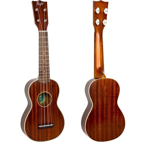 Flight MUS2 Soprano Ukulele with Bag, Solid Sapele Body, Black Walnut Fretboard, Vintage Design