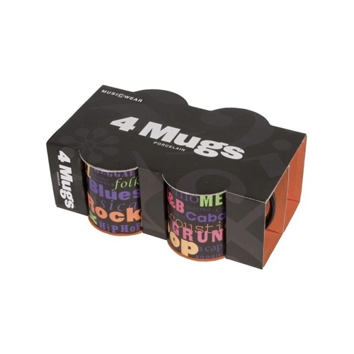 Fine China Music Genres Mug Set - 4 Pack, 42cl/14.5 oz