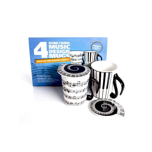 Mug And Lid Music Notes 4 Pack