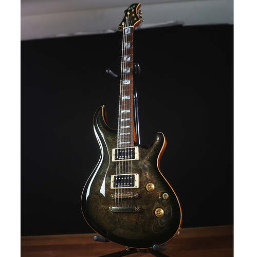 ESP Original Custom Shop Mystique CTM Electric Guitar Burled Maple Reptile Black Burst