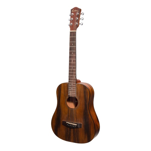Martinez Left Handed Daowood Acoustic Babe Traveller Guitar (Natural Satin)