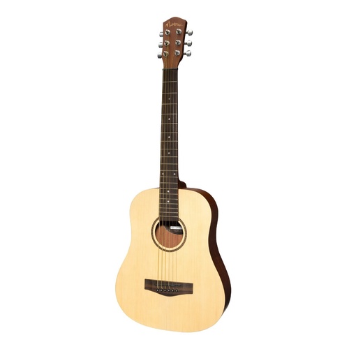 Martinez Spruce Solid Top Acoustic Babe Traveller Guitar (Natural Satin)