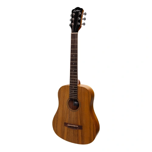 Martinez MZ-BT2-KOA Babe Traveller Acoustic Guitar - Natural, 6 Strings, Dreadnought Shape, Koa Top, Mahogany Neck, 1.35kg