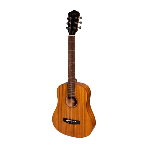 Martinez MZ-BT2G-ASTN Acoustic Gloss Babe Traveller Guitar - Natural Gloss, 6 Strings, Laminated Acacia, Compact Dreadnought Design