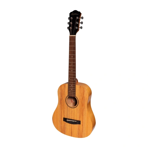 Martinez MZ-BT2G-MWD Babe Traveller Acoustic Guitar - Mindi Wood, Natural Gloss, 6 Strings, Right-Handed, Compact Dreadnought Design