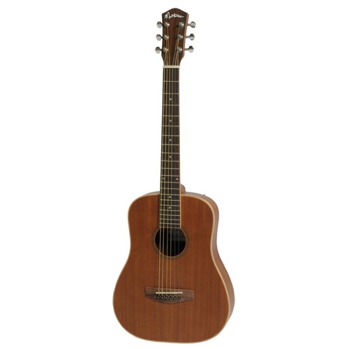 Martinez 'Mahogany Series' Mahogany Solid Top Deluxe Acoustic Babe Traveller Guitar (Natural Satin)