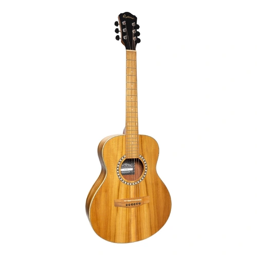Martinez MZ-SS2L-JTK Left Handed Acoustic Short Scale Guitar, Mini Body, Jati-Teakwood, 23.5" Scale, 6 Strings, Natural Finish