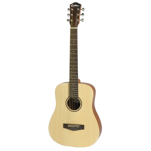 Martinez Spruce Solid Top Acoustic-Electric Middy Traveller Guitar (Natural Satin)